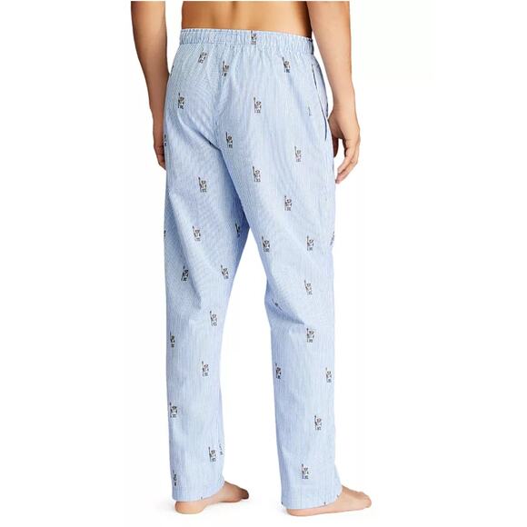 Ralph Lauren POLO Bear Seersucker Stripe Pajama Pant Men's Extra Large Blue - Picture 3 of 8